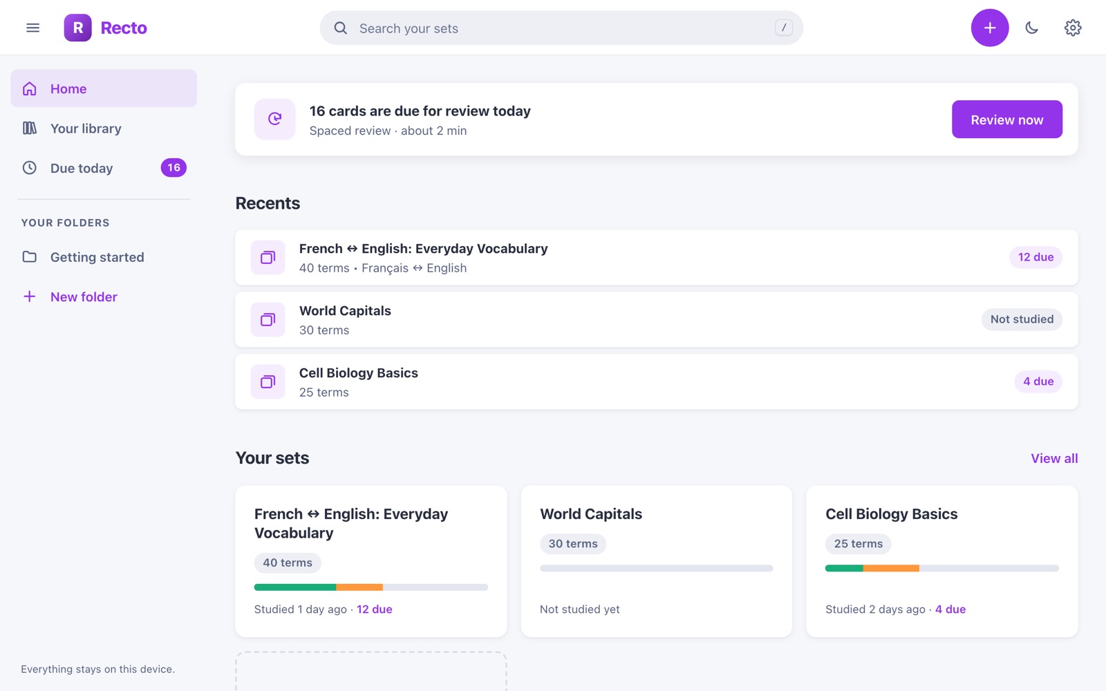 Recto, l’alternative gratuite à Quizlet, ouverte sur un ordinateur